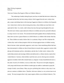 Реферат: Effects Of Television Vilolence On Children Essay
