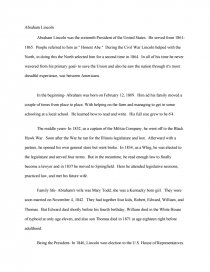 Abraham Lincoln Research Paper Zoom Zoom High School Entrance Essays also Diy Arts And Crafts Projects English Essay Examples
