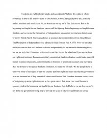 essay about my freedom