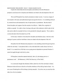 freedom and discipline montessori essay