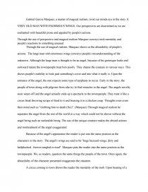 a very old man with enormous wings thesis statement
