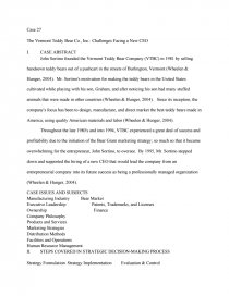 vermont teddy bear case analysis