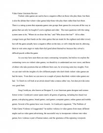 video games cause violence essay