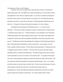 essay about ethics and values