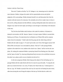 Реферат: Catcher In The Rye Thesis Paper Essay