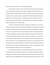essay on ban use of cell phone while driving