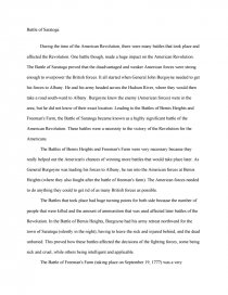 Реферат: Saratoga Essay Research Paper The Battle of
