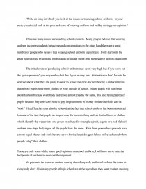 no school uniforms essay