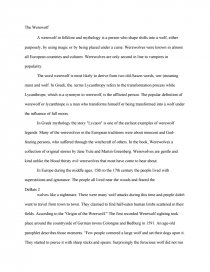 Реферат: Creative Story Lycanthrope Essay Research Paper Creative