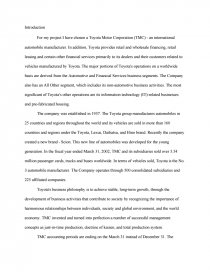 Toyota Motor Company Financial Analysis Term Papers Essay Preview Toyota Motor Company Financial Analysis
