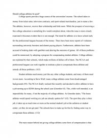 should college athletes get paid essay