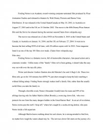 finding nemo movie review essay