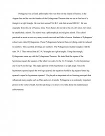 Реферат: Pythagoras Essay Research Paper Pythagoras of Samos