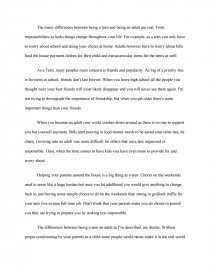 compare contrast teens and adults college essays compare and contrast essay examples for kids