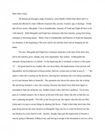 Short Story Essay: Maturity - Book Report Short Story Essay: Maturity - Book Report