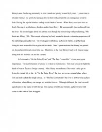 Environmental Science Essay Essay Preview On The Rainy River And The Red Convertible How To Write A Good Essay For High School also Sample Persuasive Essay High School On The Rainy River And The Red Convertible Term Papers High School Scholarship Essay Examples