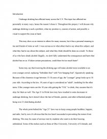 drinking age essay