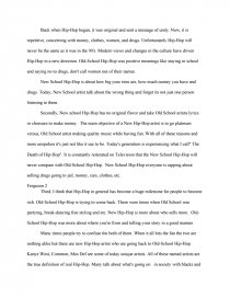 Old Hiphop Vs New Hiphop Term Papers Essay Preview Old Hiphop Vs New Hiphop A Healthy Mind In A Healthy Body Essay also Research Paper Essay Examples High School Entrance Essays