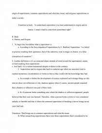 Superstition Informative Speech Term Papers