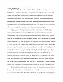 essay about why people immigrate