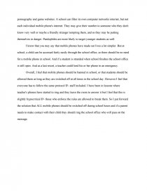 no cellphones in school essay