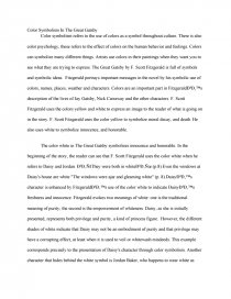 great gatsby color symbolism essay