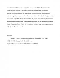 Should Juvenile Offenders Be Tried As Adults Book Report Essay Preview Should Juvenile Offenders Be Tried As Adults Zoom Zoom Zoom Zoom Zoom English Argument Essay Topics also Essay Of Newspaper First Day Of High School Essay