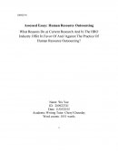 Assessed Essay: Human Resource Outsourcing