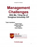 Management Challenges with Ms. Yiling Ge of Donghua University Cip