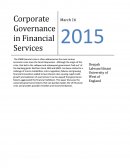 Corporate Governance Failure in Financial Serivices in the Uk