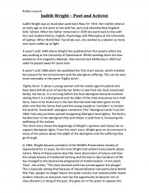 Judith Wright Poetry and Activism - Essay