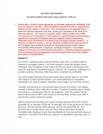Liza Davis Case Questions Case Study