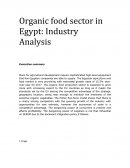 Organic Food Sector in Egypt: Industry Analysis