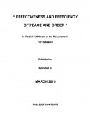 Effectiveness and Effeciency of Peace and Order