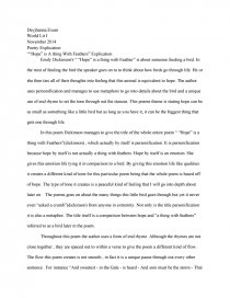 hope is the thing with feathers analysis essay