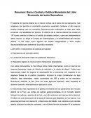 Resumen: Banco Central Y Política Monetaria Del Libro Economía Del Autor Samuelson