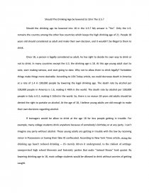 Реферат: Legal Drinking Age Essay Research Paper Drinking