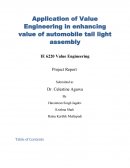 Application of Value Engineering in Enhancing Value of Automobile Tail Light Assembly
