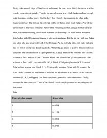 Applying Lab Learning And Techniques To Real Life Application Quantification Of Iron In Whole Grain Cereal Lab Report