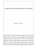 The Implications of Impact on Emotional Intelligence for Successful Leadership