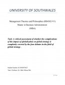 A Critical Assessment of Whether the Complications of the Impact of Globalization on Global Strategy Is Completely Covered by the Four Debates in the Field of Global Strategy .