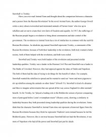 Animal Farm Essay - Snowball Vs Trotsky - Essay Animal Farm Essay - Snowball Vs Trotsky - Essay