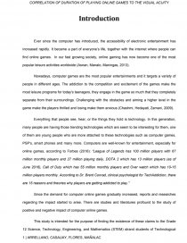 The Correlation of Duration of Playing online Games to the Visual Acuity of  the Grade 12 Stem Students - Research Paper