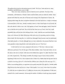 the giver compare and contrast essay