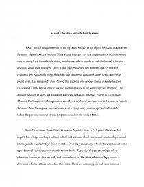 sex education in schools essay