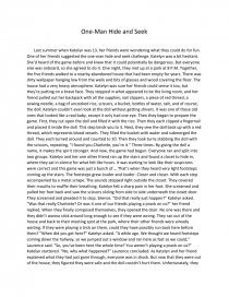 One Man Hide And Seek Essay