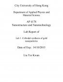 Colloidal Synthesis of Gold Nanoparticles