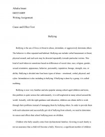 cause and effect essay on bullying