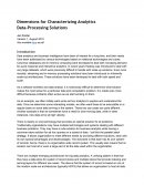 Dimensions for Characterizing Analytics Data-Processing Solutions