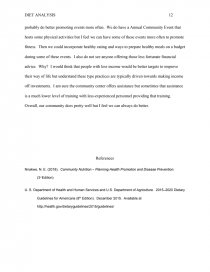 diet analysis paper example
